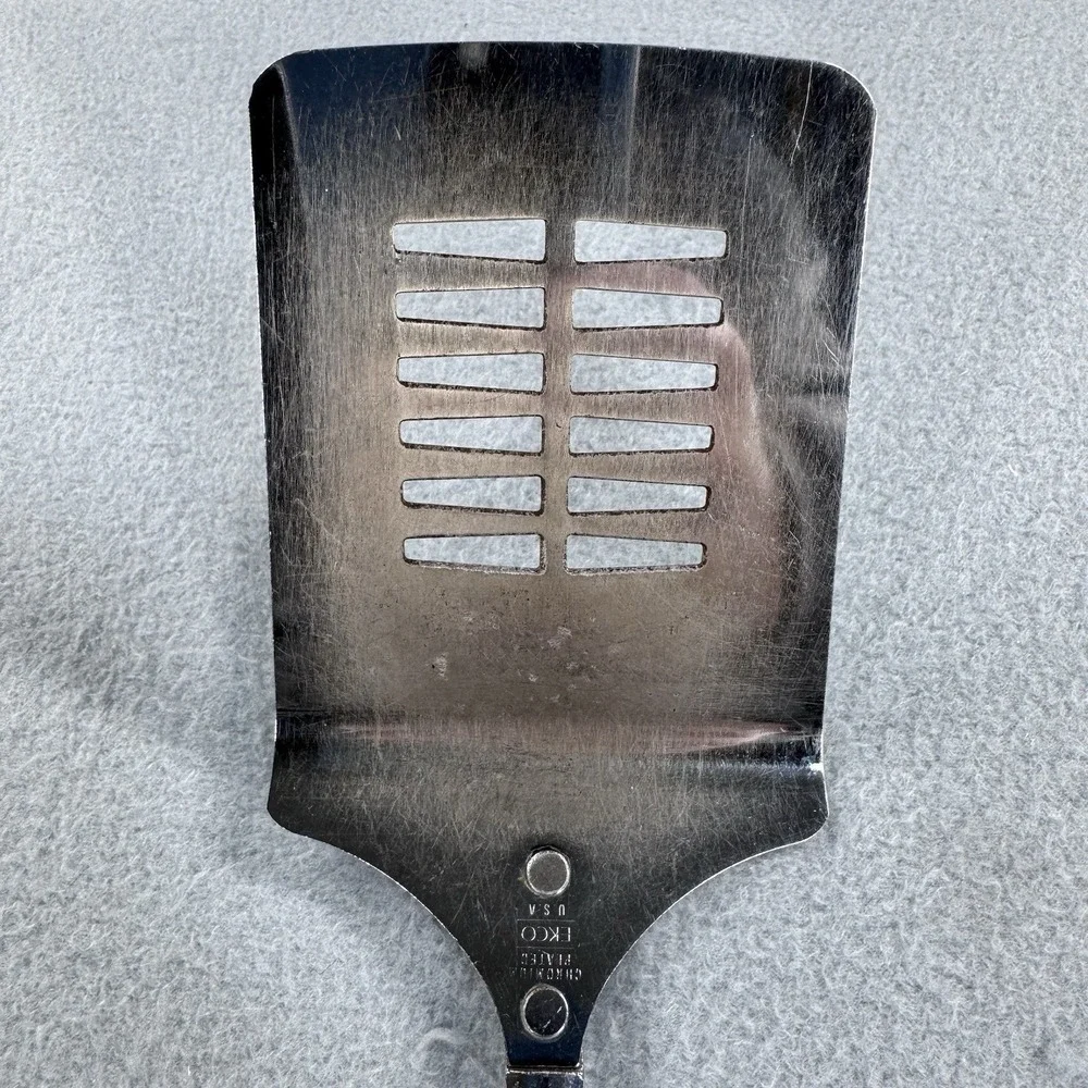 Ekco Slotted Spatula Metal Chromium Nylon Plastic Green White 12.5
